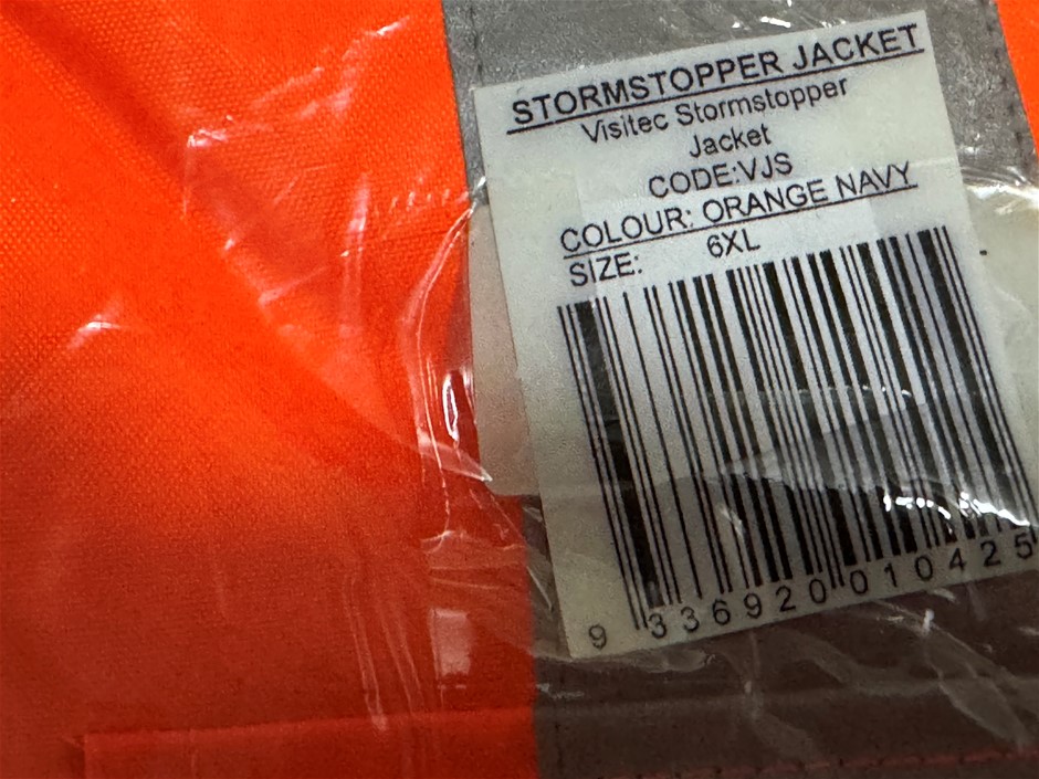 VISITEC STORMSTOPPER HI VIS WORK JACKET ORANGE/ NAVY SIZE 6XL