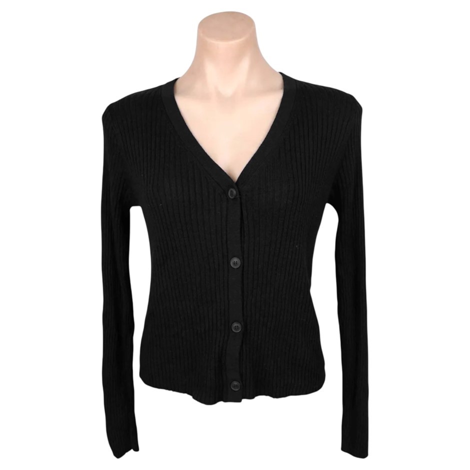 MATTY M Women's Cardigan, Size L, 30% Cotton, Black.