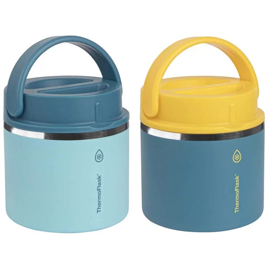 THERMOFLASK 590ml Insulated Food Jar 2 Pack Blue/Yellow. NB: not in origina