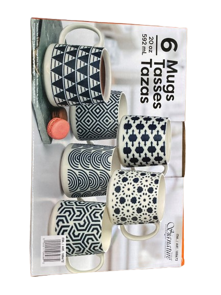 SIGNATURE 6pc Mug Set, 592ml. NB: Not in original packaging, 1 x mug missin