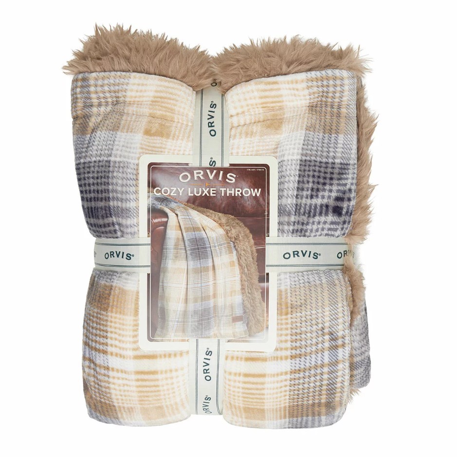 ORVIS Cozy Luxe Throw Blanket, 152 x 178cm, Caramel Brown. NB: Not in origi