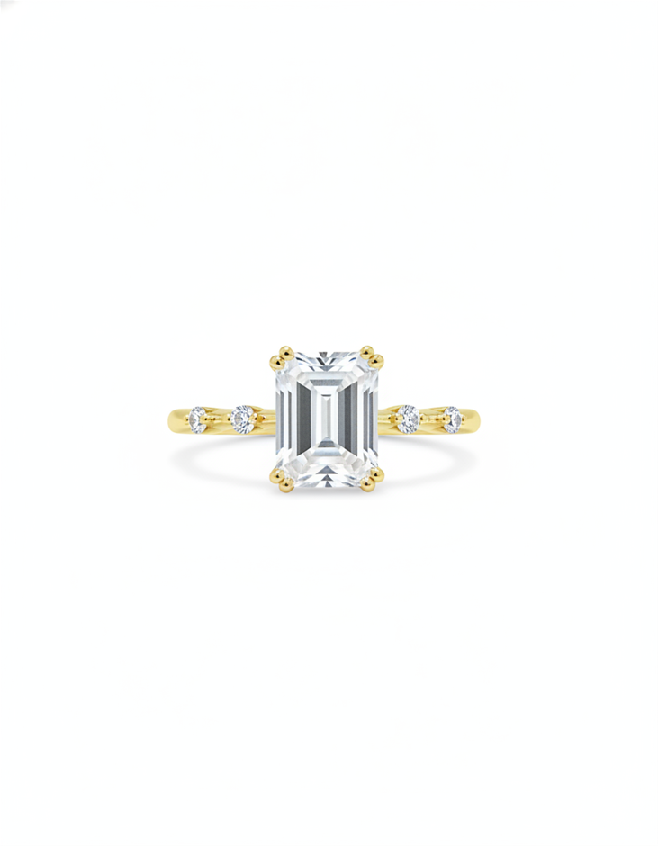 14K/Italy 2.0ct Emerald Cut  Yellow Gold Filled Ring(stamped)Warranty