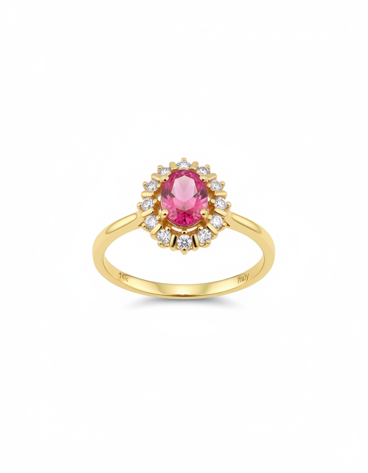 14K/Italy 1.5ct Ruby Oval cut Yellow Gold Filled Ring(stamped)Warranty