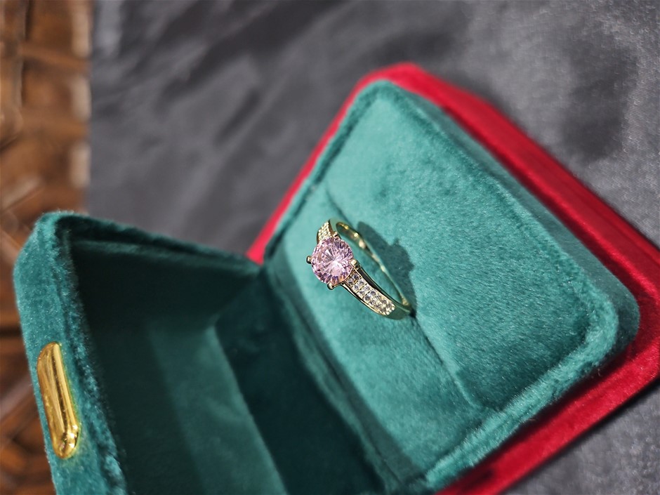 14K/Italy 1.0ct Pink Yellow Gold Filled Ring(stamped)Warranty Quality-7US