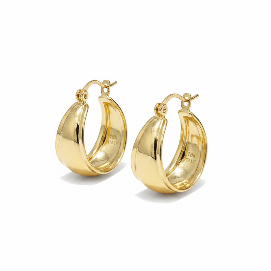 18K/Italy Yellow Gold Filled Earring -(stamped 18K/Italy)-Warranty Quality
