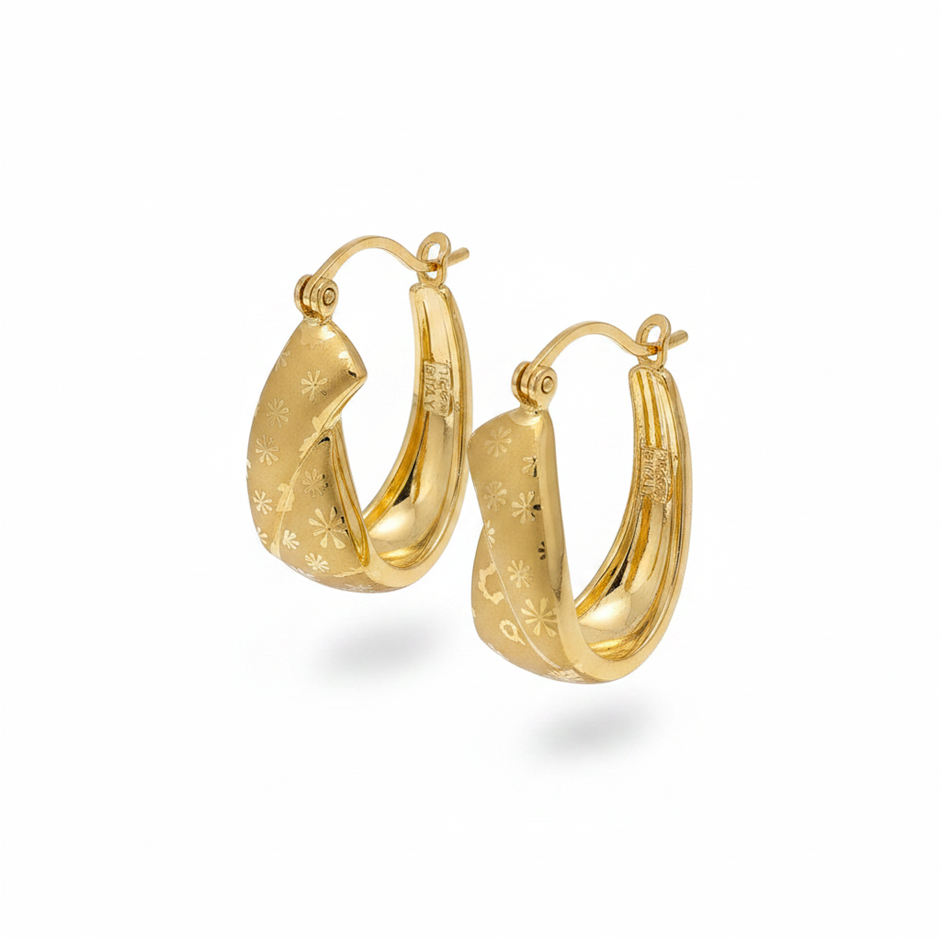 18K/Italy Yellow Gold Filled Earring -(stamped 18K/Italy)-Warranty Quality