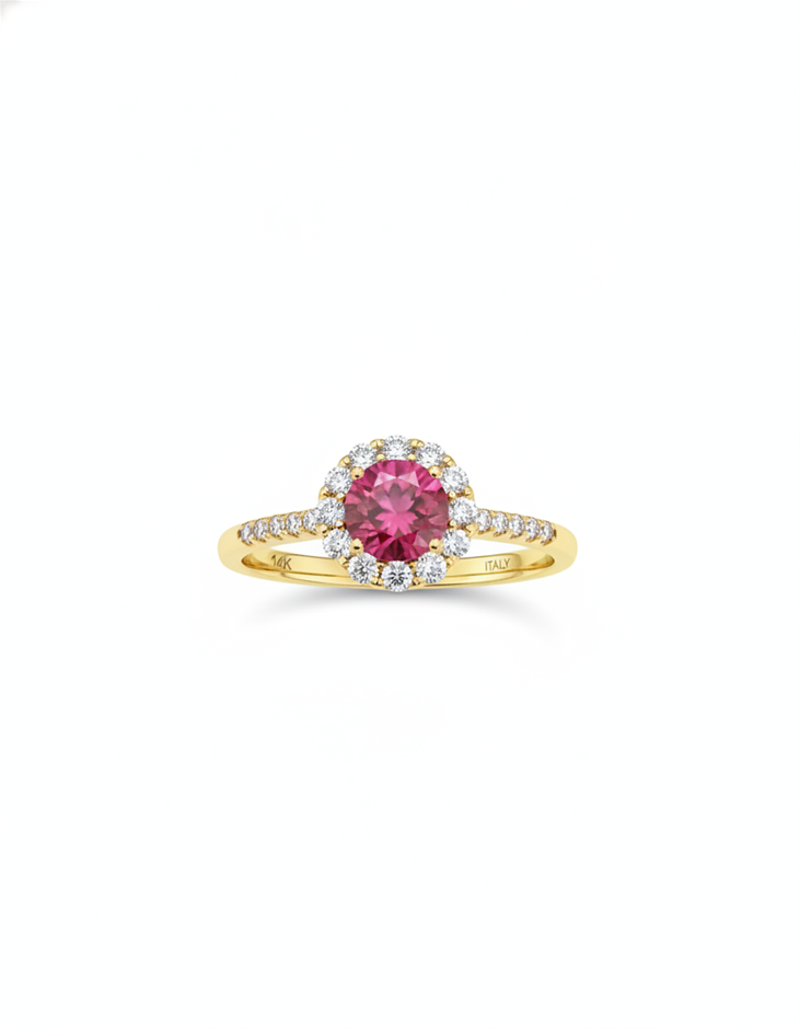 14K/Italy 1.0ct Ruby Stone Yellow Gold Filled Ring(stamped)-8US-Bonus Gift