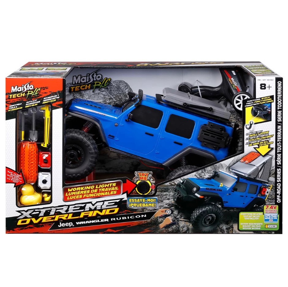 MAISTO Jeep Overlander Race Car Toy, Blue. NB: Damaged packaging, condition