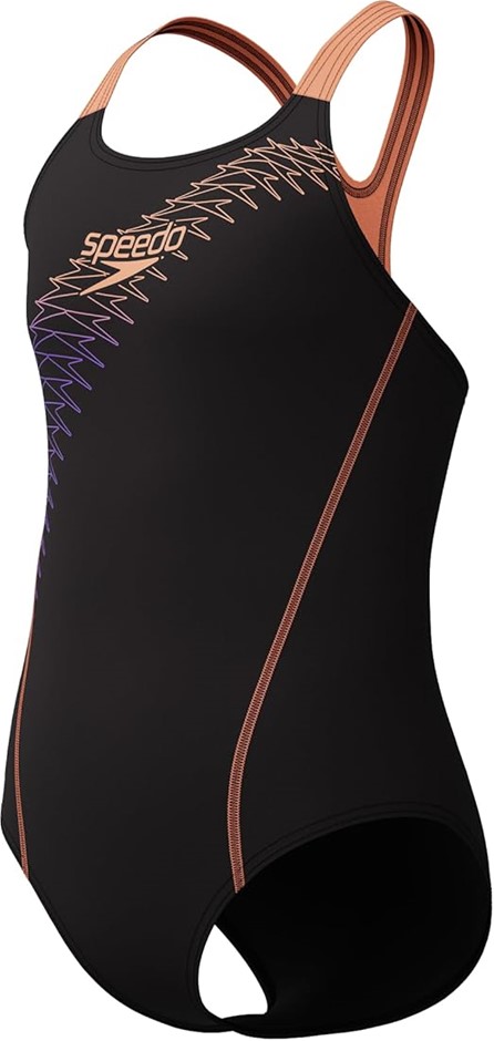 SPEEDO Girl's Medley Logo Medalist One Piece Swimsuit, Size 15-16 Years, Br