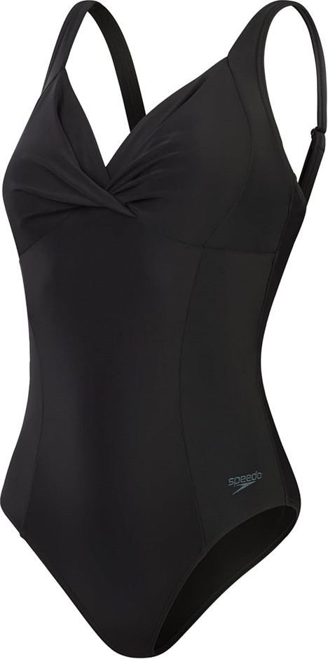 SPEEDO Women's Shaping Cross Knot One Piece Swimsuit, Size GB40/16, Black,