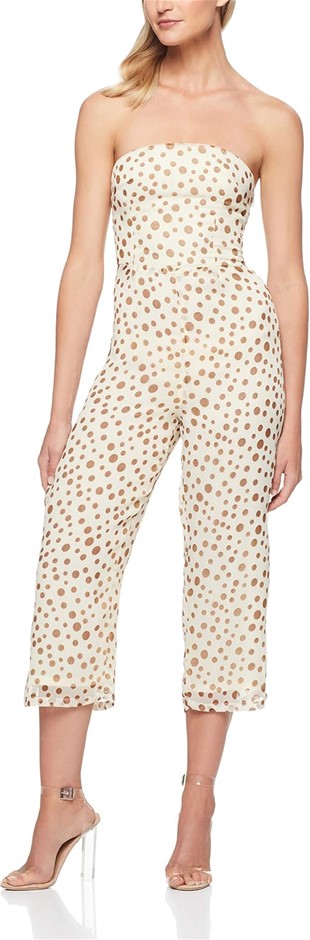 GIRL & THE SUN Women's Santa Rosa Jumpsuit, Medium, White/Brown Spot, GS303