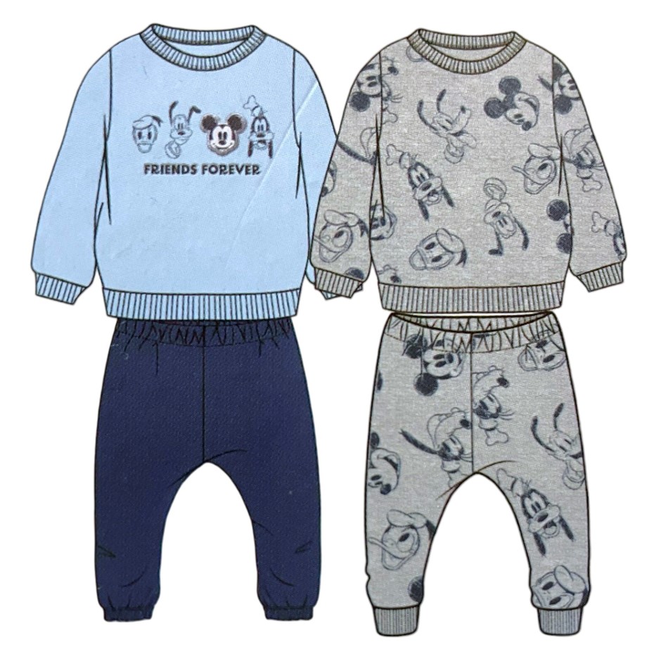 4pc DISNEY Infant Sweatshirt & Jogger Set, Size 9M, Mickey (Blue/Grey). Bu