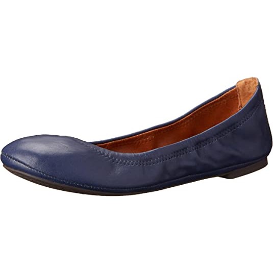 LUCKY BRAND Women's Emmie Ballet Flat, Size 10W/EU41.5, American Navy/Leath