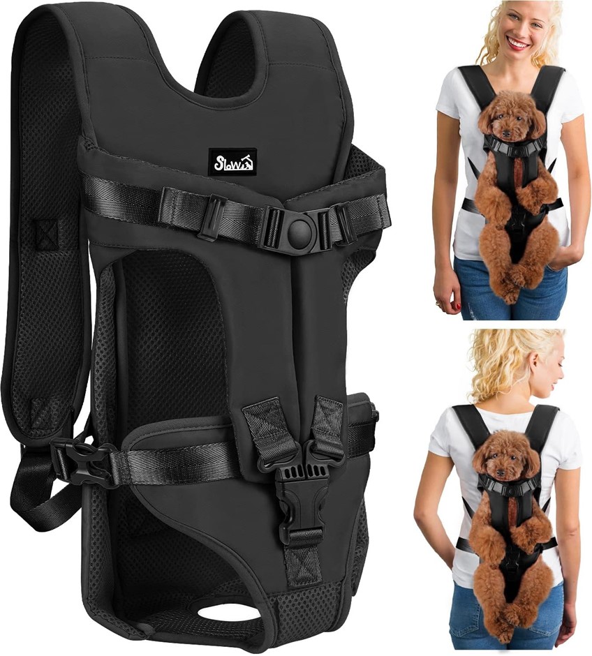 SLOWTON Adjustable Pet Carrier Backpack, Legs Out & Easy-Fit & Breathable D
