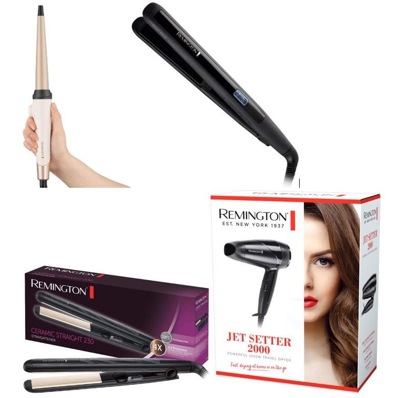 Bundle of Hair Styling Products; 1 x Remington Shea Soft Curling Wand, 1 x