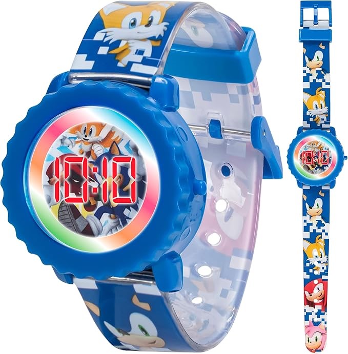 ACCUTIME Sonic The Hedgehog Kids, Quartz Movement LCD Display Watch Dial Fl