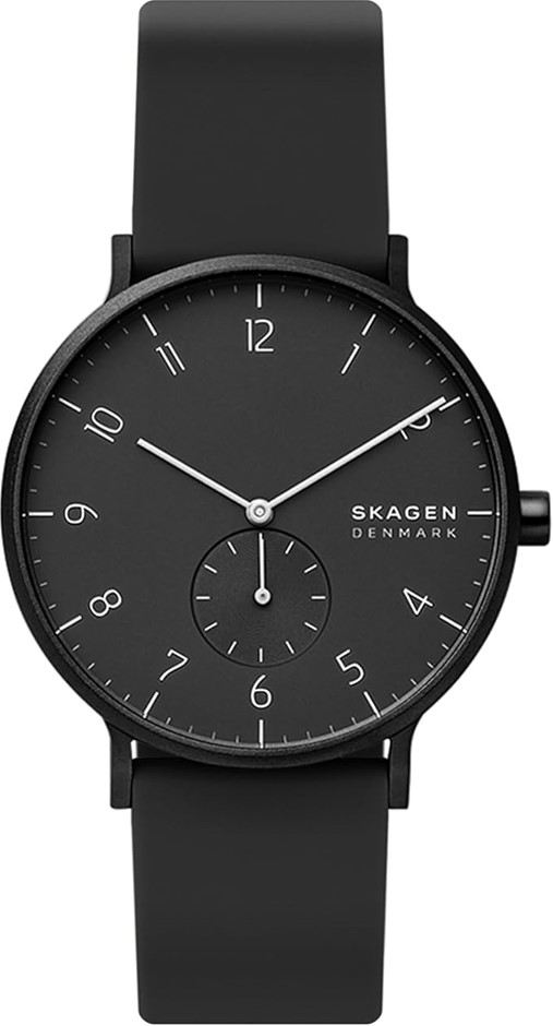 SKAGEN Aaren Colored Silicone Quartz Minimalistic 41mm Watch. NB: Needs Bat