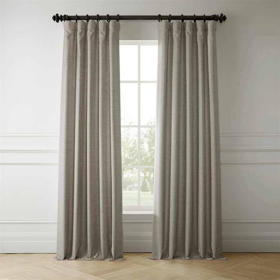HALF PRICE DRAPES Italian Faux Linen Curtains 50 X 96, (1 Panel), Taupe Gre