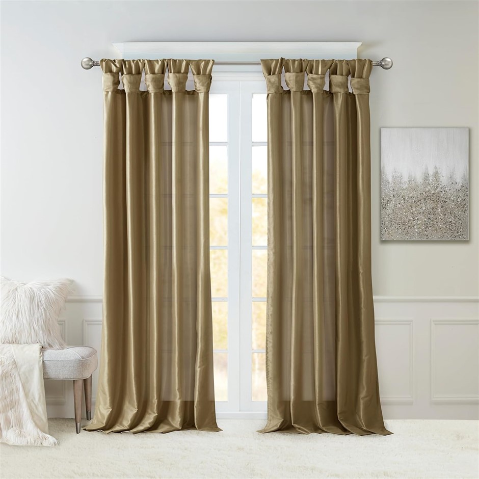 MADISON PARK Emilia Faux Silk Single Curtain with Privacy Lining