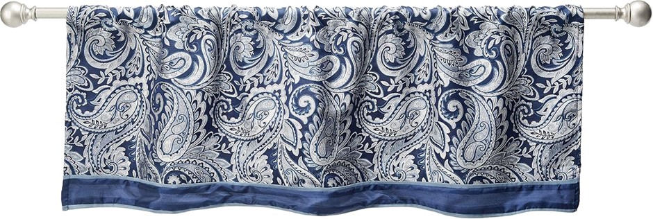 MADISON PARK Aubrey Faux Silk Paisley Jacquard, Rod Pocket Curtain for Livi