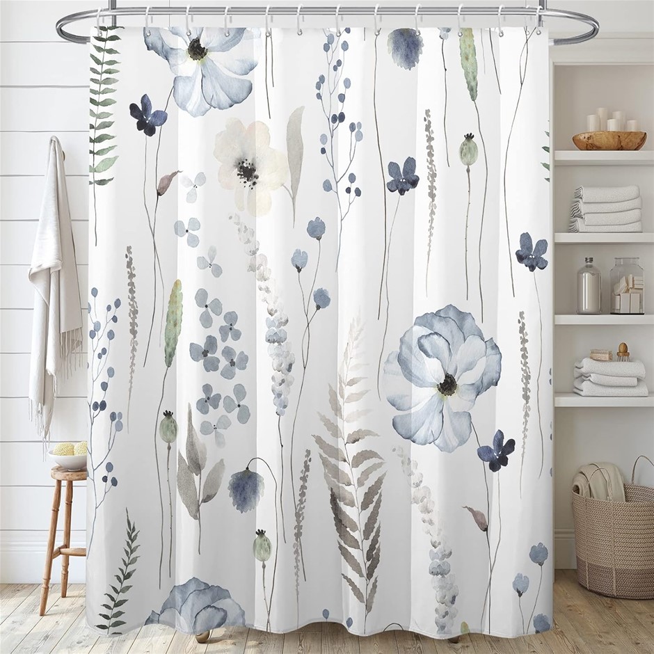DECOREAGY Floral Shower Curtain Set 12 hOOKS 72X72