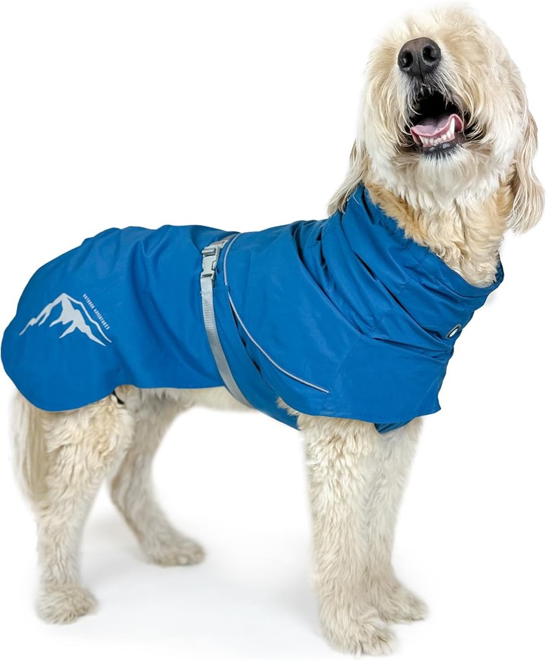 HUSKIMO  Peak Dog Waterproof Raincoat, Fjord Blue, 22cm