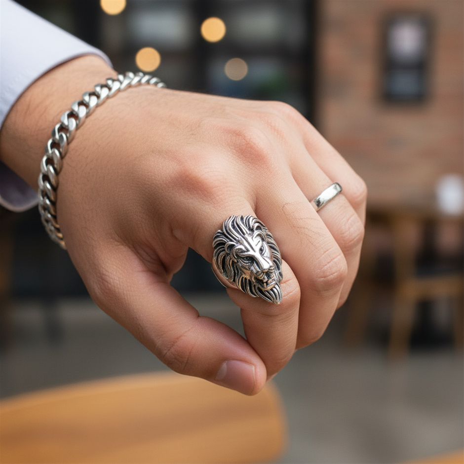 Italy Stamps 925 Silver  Hip Hop Men's Ring (Stamps)-11 US