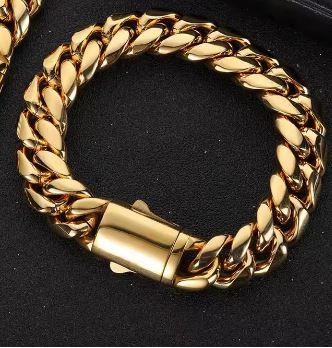18k Italy Stamped  Yellow Gold Filled Bracelet-Quality Guarantee-22cm-12mm