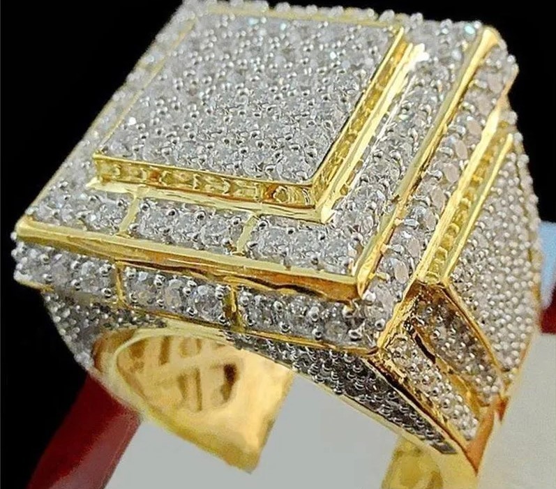 Italy 925 Silver Ring in 18k Yellow Gold Plated-11US
