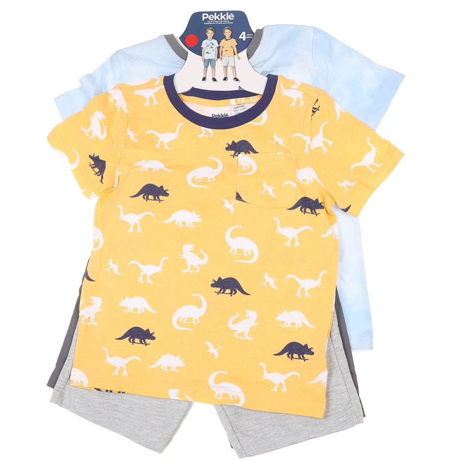 PEKKLE Boy's 4pc Set, Size 6, Cotton/Elastane, Dinosaurs. Buyers Note - Di