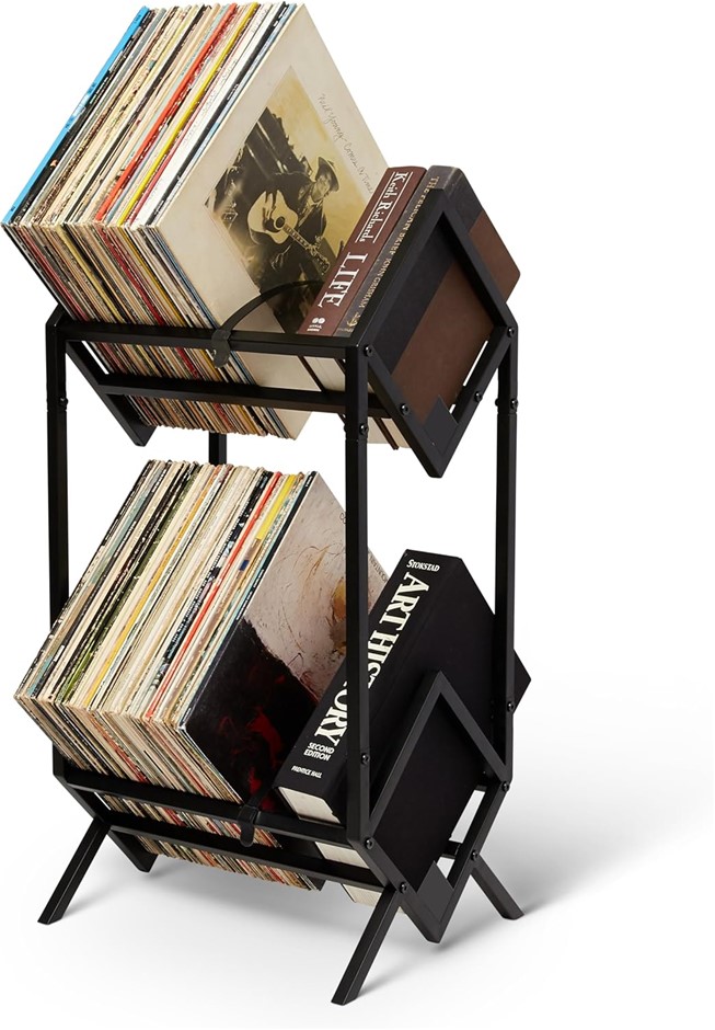 MODERN VINYL Record Holder - Matte Black Metal - 160-200 LP Storage - Simpl