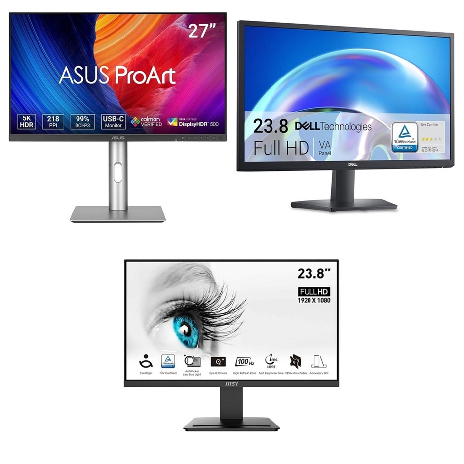 3 x Gaming Monitors. 1 x ASUS ProArt Display 5K PA27JCV Professional Monito