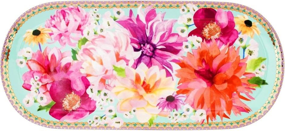 4 X MAXWELL & WILLIAMS Teas & C's Dahlia Daze Platter 33x15cm Sky Gift Boxe