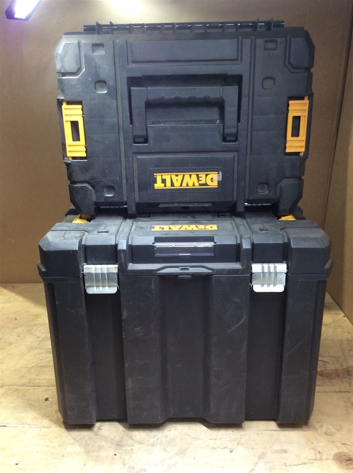 DeWALT TSTAK Mobile Storage Rolling Tool Box +  Flat Top Tool Storage Case