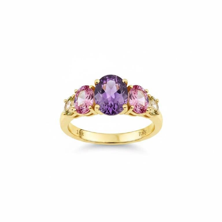 18K/Italy 3.0ctw Oval Cut Yellow Gold Filled Ring Warranty Quality-10US