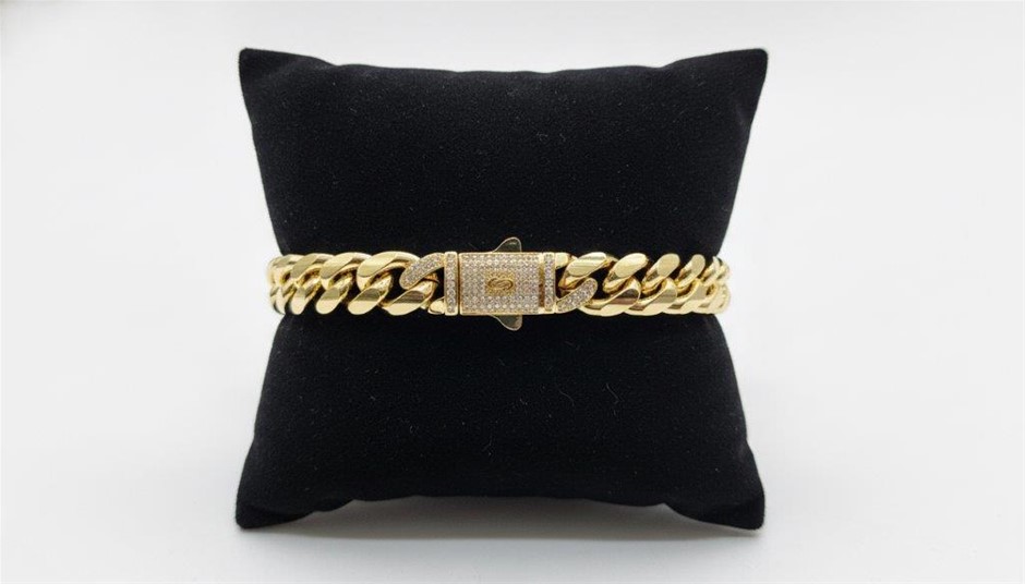 14K-Stamped Yellow Gold Filled Cuban Bracelet -20.2cm-10mm-Bonus Gift