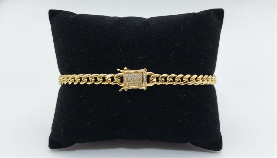 14K-Stamped Yellow Gold Filled Cuban Bracelet -17.5cm-6mm-Bonus Gift