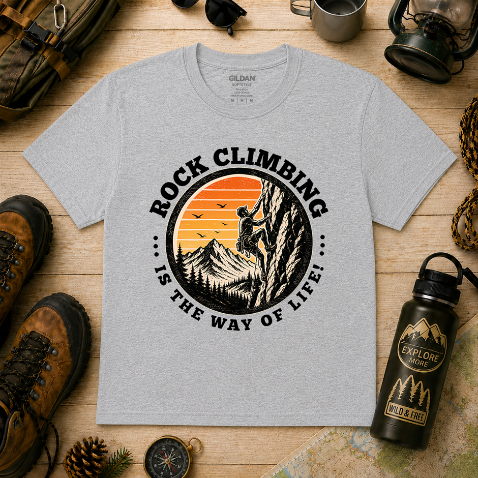 "Rock Climbing Is The Way Of Life T-Shirt!" Outdoor's Adventure - Large