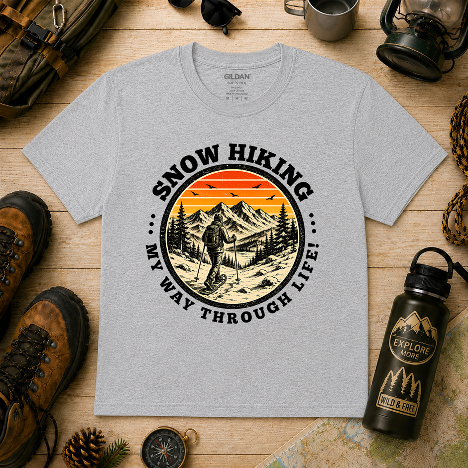 "Snow Hiking My Way Through Life T-Shirt! Outdoor's Adventure - Xlarge