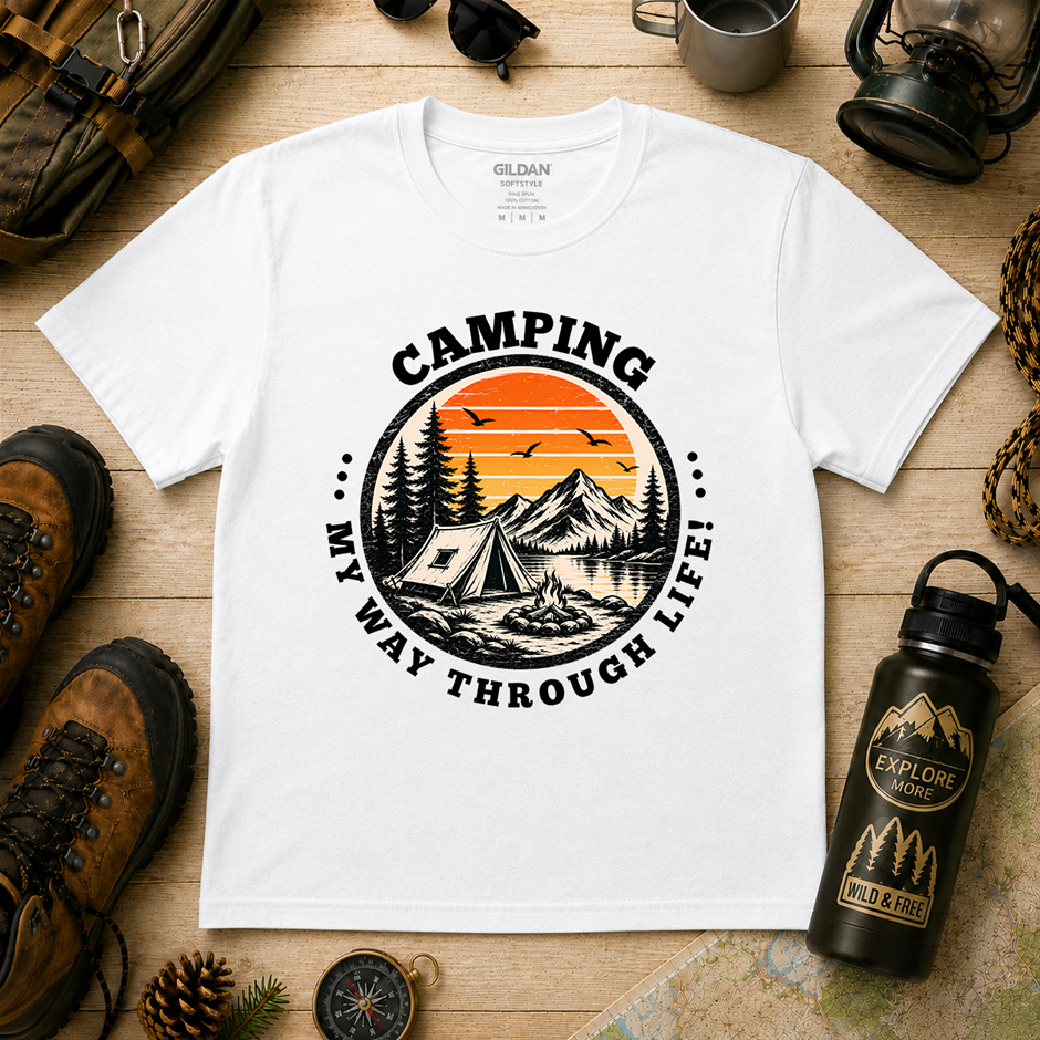 "Camping My Way Through Life T-Shirt!", Outdoor's Adventure - Large