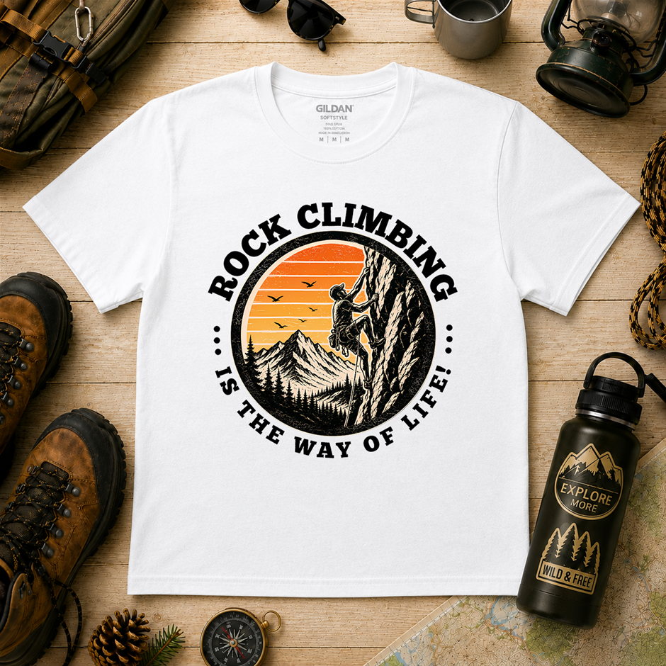 "Rock Climbing Is The Way Of Life T-Shirt!" Outdoor's Adventure - Large