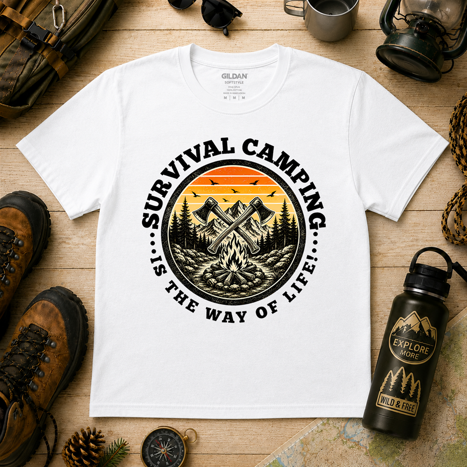"Survival Camping Is The Way Of Life Shirt!" Outdoor's Adventure - Large