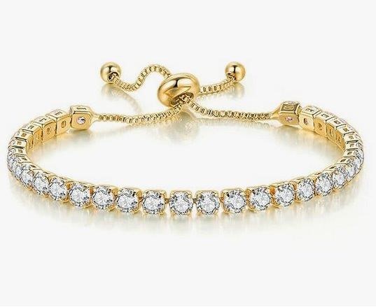 925 Sterling Silver Tennis Bracelet Brilliant Cut Simulated Diamonds-adj