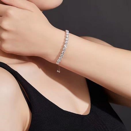 925 Sterling Silver Tennis Bracelet   Brilliant Cut Simulated Diamonds-adj