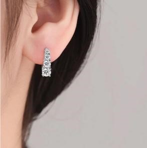 925 Sterling Silver White Stones Earrings Simulated Diamonds