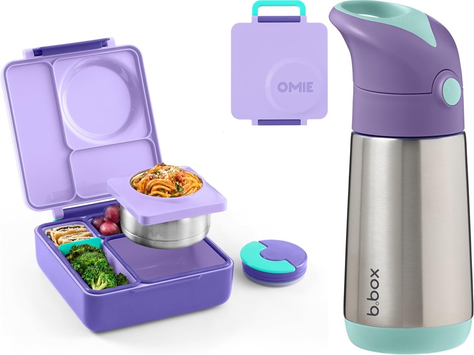 BUNDLE of Omie Omiebox Hot & Cold Bento Box - Purple Plum + b.Box Insulated