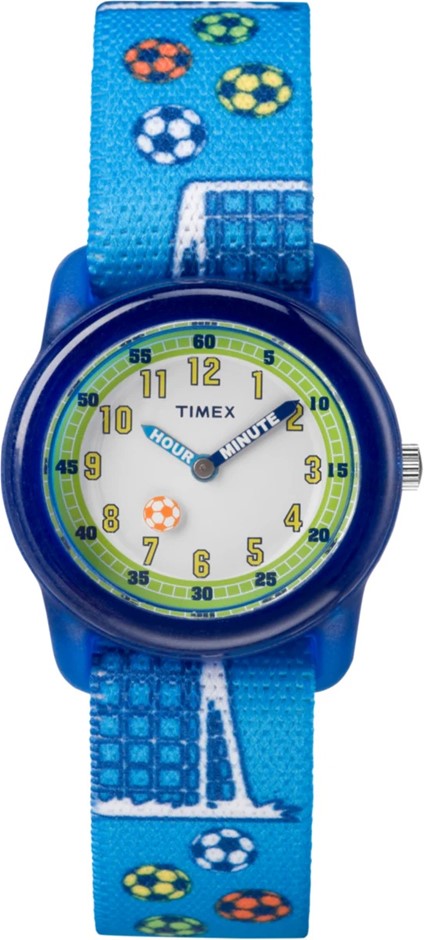 Timex Time Machines Kids 29mm Elastic Fabric Watch - Soccer Blue NB: Damage