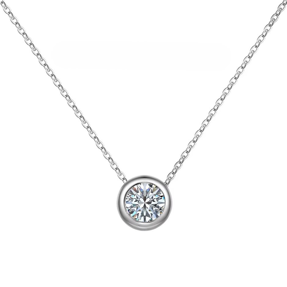 1.50ct Round Lab Created Moissanite 925 Silver Pendant Necklace