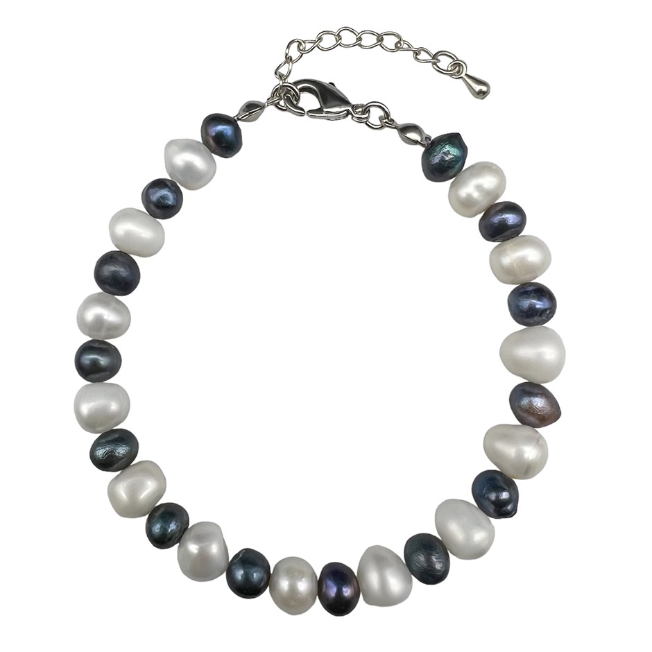 7-8mm Potato & Baroque Pearl Amethyst Shimmer Swarovski® Heart Bracelet