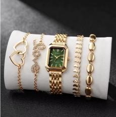 5-Piece Jewellery Set.Watch, 4 Bracelets,(Gift Box Included)